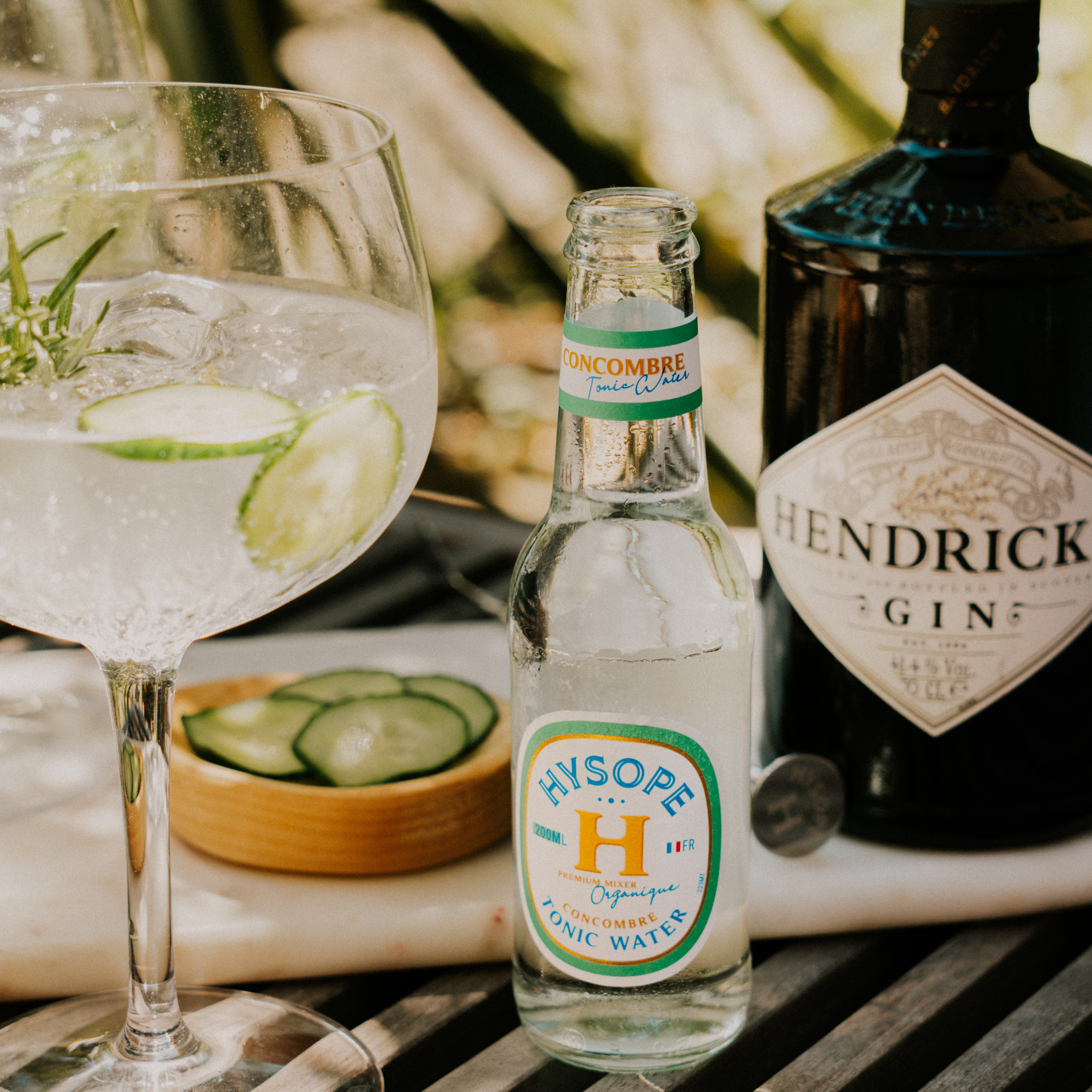 Variante super fraiche du Gin Tonic avec du Tonic Water Concombre Hysope et le Gin Hendrick's